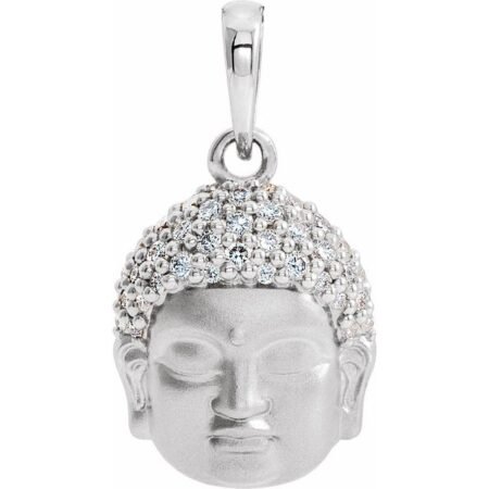 Platinum 1/8 Ctw Natural Diamond Buddha Pendant