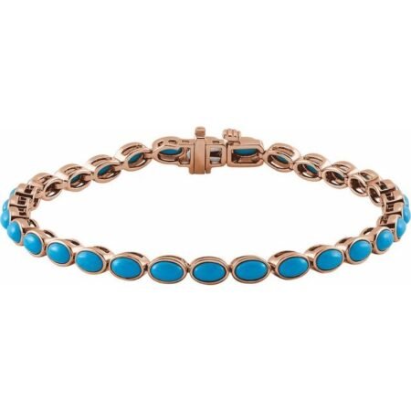14k Rose Natural Turquoise Line 7' Bracelet