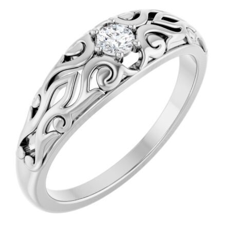 Sterling Silver 1/10 Ct Natural Diamond Ring