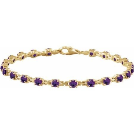 14k Yellow Natural Amethyst 7 1/4' Line Bracelet