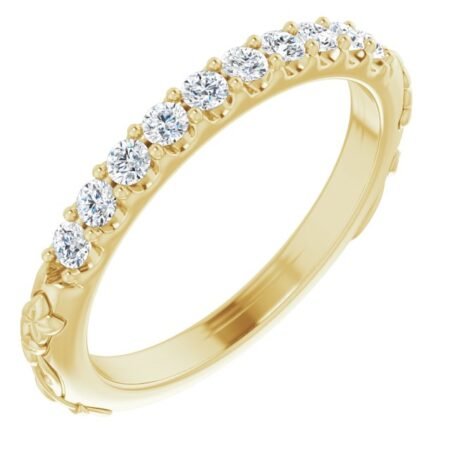 14k Yellow 1/4 Ctw Natural Diamond Floral-inspired Anniversary Band