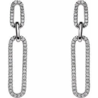 14k White 1/3 Ctw Natural Diamond Link Earrings