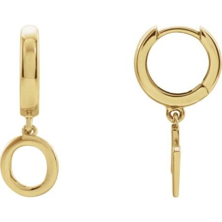 18k Yellow Initial O Hinged Huggie Earring