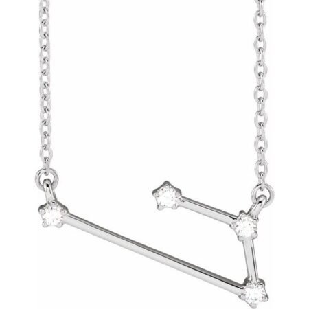 14k White .08 Ctw Natural Diamond Aries 16-18' Necklace