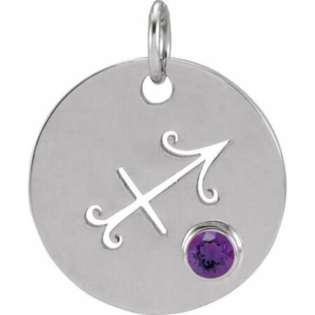 Platinum Natural Amethyst Sagittarius Zodiac Pendant
