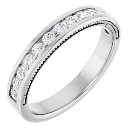 14k White 3/8 Ctw Natural Diamond Channel-set Anniversary Band