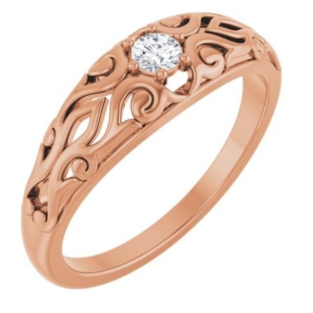 14k Rose 1/10 Ct Natural Diamond Ring