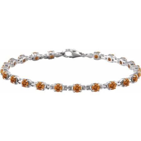 14k White Natural Citrine 7 1/4' Line Bracelet