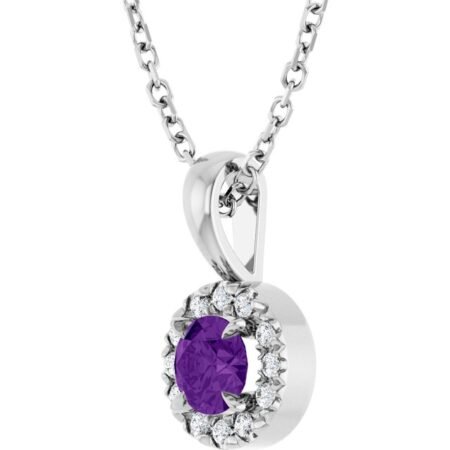 Sterling Silver 4 Mm Natural Amethyst & .05 Ctw Natural Diamond 16-18' Necklace