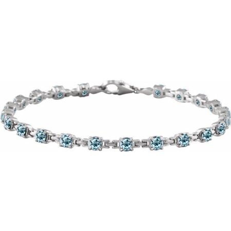 14k White Natural Sky Blue Topaz 7 1/4' Line Bracelet