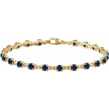 14k Yellow Lab-grown Blue Sapphire 7 1/4' Line Bracelet