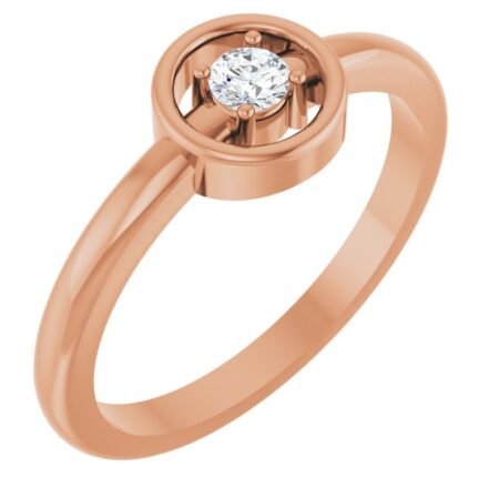 14k Rose Gold 1/10 Ct Natural Diamond Ring