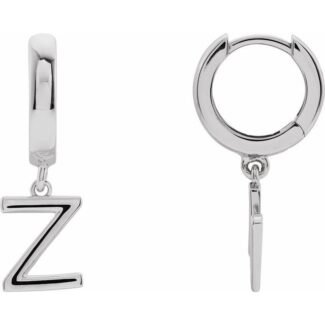 Sterling Silver Initial Z Hinged Huggie Earring