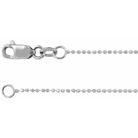 1 Mm 14k White Gold Diamond-cut Bead 7' Chain