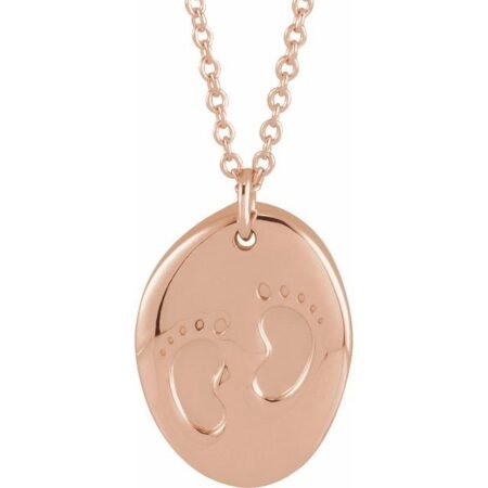 14k Rose Engravable Tiny Footprint 18' Necklace