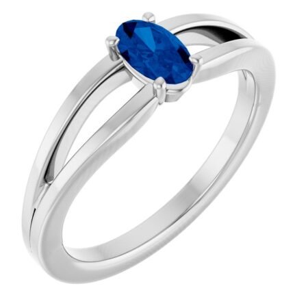 Platinum Lab-grown Blue Sapphire Youth Solitaire Ring