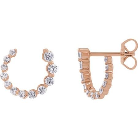 14k Rose 1/2 Ctw Natural Diamond Front-back Earrings