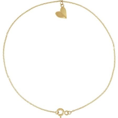 14k Yellow Heart 9' Anklet