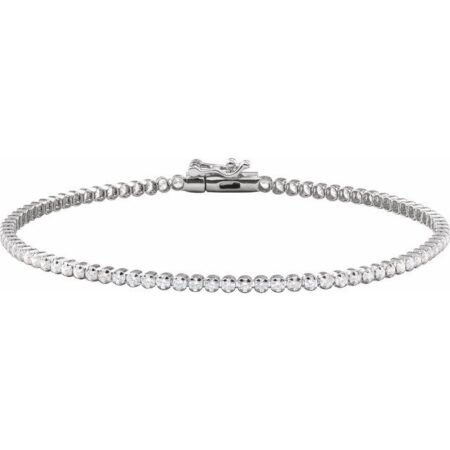 14k White 1 5/8 Ctw Lab-grown Diamond Lightweight Line 7' Bracelet