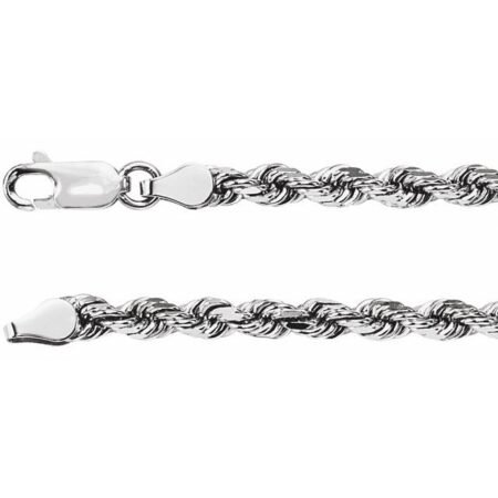 14k White 3.9 Mm Diamond-cut Rope 16' Chain
