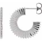 14k White Starburst 19 Mm Hoop Earrings