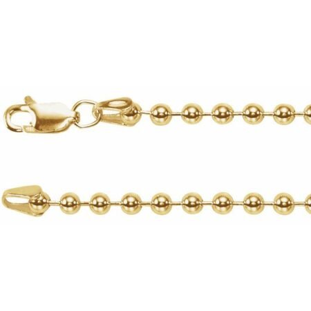 14k Yellow 3 Mm Hollow Bead 7' Chain