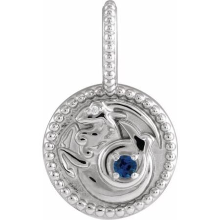 Platinum Natural Blue Sapphire & .0025 Ctw Natural Diamond Capricorn Charm/pendant