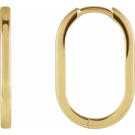 14k Yellow Elongated Oval 20 Mm Hoop Earrings