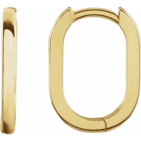 14k Yellow Elongated Oval 14 Mm Hoop Earrings
