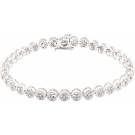 14k White 1 Ctw Natural Diamond 7' Bracelet