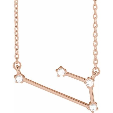 14k Rose .08 Ctw Natural Diamond Aries 16-18' Necklace