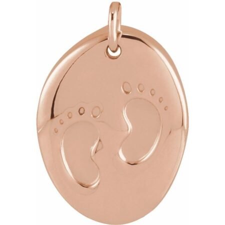 14k Rose Engravable Tiny Footprint Pendant