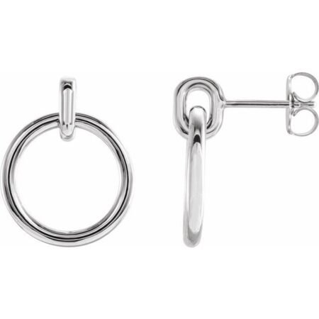 Platinum Circle Dangle Earrings