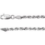 14k White 2.8 Mm Diamond-cut Rope 18' Chain