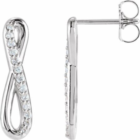 Sterling Silver 1/8 Ctw Natural Diamond Infinity-inspired Earrings
