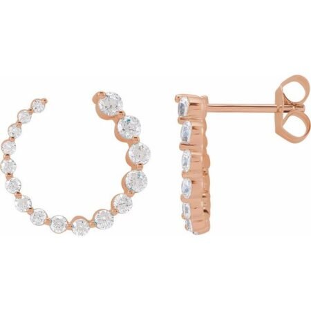 14k Rose 7/8 Ctw Natural Diamond Front-back Earrings