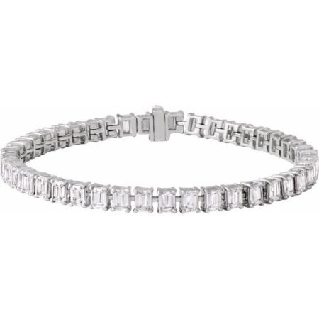 14k White 10 1/2 Ctw Lab-grown Diamond Line 7' Bracelet