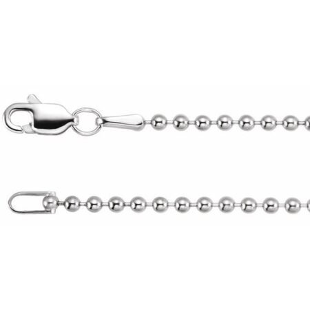 14k White 1.8 Mm Hollow Bead 16' Chain
