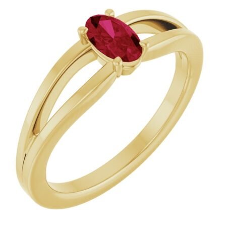 14k Yellow Natural Ruby Youth Solitaire Ring