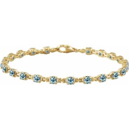 14k Yellow Natural Sky Blue Topaz 7 1/4' Line Bracelet