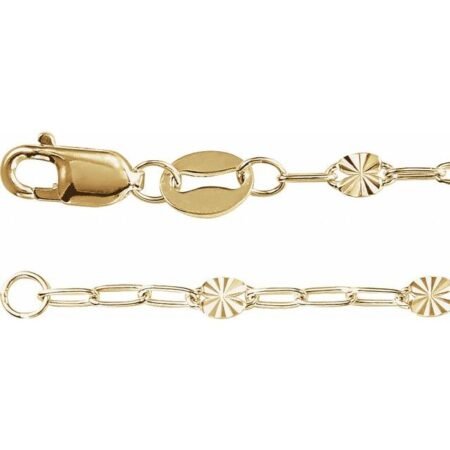 14k Yellow Gold-filled 2.5 Mm Light Paperclip-style Starburst Mirror 7' Chain