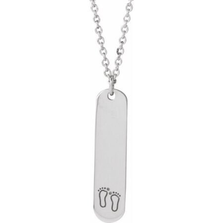 Sterling Silver Engravable Footprints 16-18' Necklace