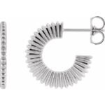 14k White Starburst 16 Mm Hoop Earring