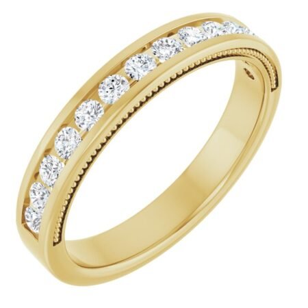 14k Yellow 3/8 Ctw Natural Diamond Channel-set Anniversary Band