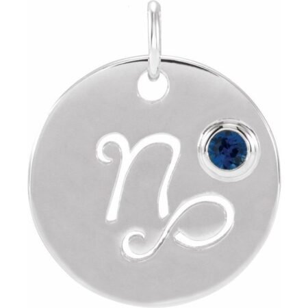 Sterling Silver Natural Blue Sapphire Capricorn Zodiac Pendant