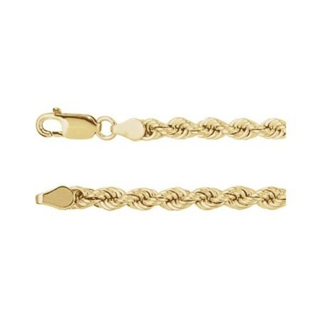 14k Yellow 4 Mm Rope 7' Chain
