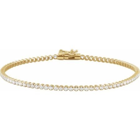 14k Yellow 1 5/8 Ctw Lab-grown Diamond Lightweight Line 7' Bracelet