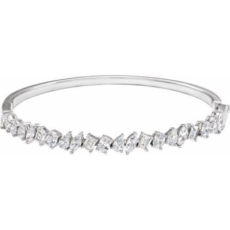 14k White 4 1/5 Ctw Lab-grown Diamond Bangle 7' Bracelet
