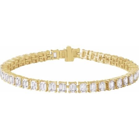 14k Yellow 10 1/2 Ctw Lab-grown Diamond Line 7' Bracelet