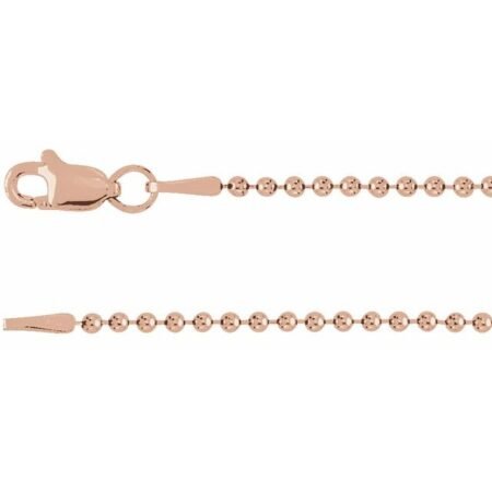 14k Rose 1.5 Mm Hollow Bead 16' Chain